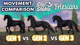 Comparison of all Friesian models  Side by side gaits  Star Stable Online⭐️ [upl. by Yasui]