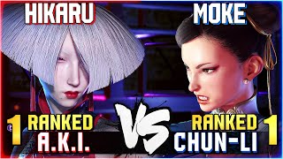 Hikaru 1 Ranked AKI vs Moke 1 Ranked ChunLi STREET FIGHTER 6 Showdown [upl. by Rustin]