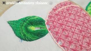 Bordado de hojas grandes muy facil Puntada para bordar hojas paso paso art handmade sewing [upl. by Ytnom]