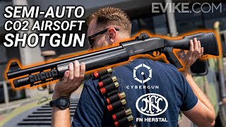 Cybergun FN Herstal SLP Tactical CO2 SemiAuto Airsoft Shotgun Review [upl. by Zanze]