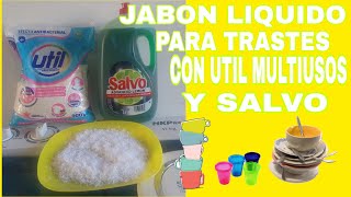 JABON LIQUIDO PARA TRASTES CON UTIL Y SALVO  complaciendo a mis suscriptoras [upl. by Ekeiram]