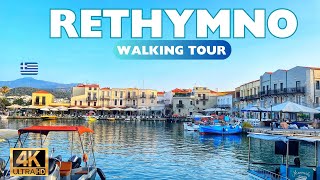 Sunset Walk in Rethymno Old Town Crete 🇬🇷 4K Walking Tour [upl. by Nitaf]