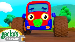 Baby Truck Becomes A MONSTER TRUCK  Max the Monster Truck  Truck and Bus Cartoon  Geckos Garage [upl. by Adlez]