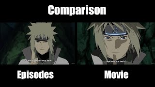 Minato VS Obito and Kyuubi  Naruto Shippuden Episodes VS Movie 6 Comparison Side by Side [upl. by Lyford]