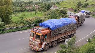 Msrtc bus travel to khambatki ghat amp Back to back Heavy Trucks [upl. by Aiciruam]