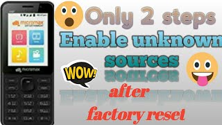 after factory data resetHow to enable unknown sourses micromax bharat 1only 2 steps [upl. by Adnerb64]