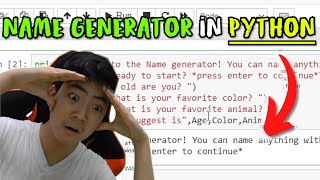 How to make a NAME GENERATOR in PYTHON  Super Easy 2022  Mini Project [upl. by Lotsirhc]