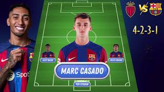 MONACO VS BARCELONA  BARCELONA PREDICTION LINEUP CHAMPIONS LEAGUE [upl. by Attevad131]