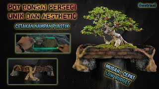 cara membuat POT BONSAI PERSEGIcetakan nampan plastikbentuk unik dan aesthetic DIY from Cement [upl. by Iblehs718]