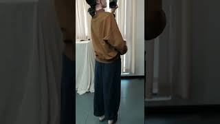 Casual Style Brown Mock Neck Oversized Sweatshirt with Navy Wide Leg Pants [upl. by Yllac]