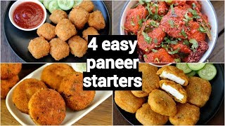 4 easy paneer starters or snacks recipes  पनीर के नाश्ते रेसिपी  easy paneer appetisers recipe [upl. by Hallutama]