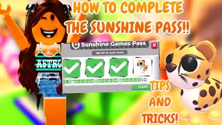 HOW TO COMPLETE THE SUNSHINE GAMES PASS IN ADOPT ME☀️🎯TIPS AND TRICKS robloxadoptme sunshine [upl. by Itnaihc]