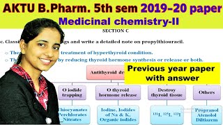 AKTU Medichem 2 Previous Year Paper  Antithyroid drugs Classification  note on propylthiouracil [upl. by Acirre574]