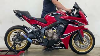 Honda cbr650f Exhaust sounds JP racing slip on remove muffler [upl. by Carver]