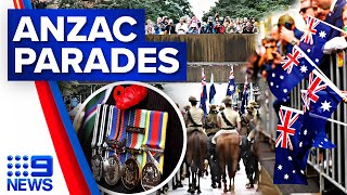 Anzac Day 2022 marches take place across major cities in Australia  9 News Australia [upl. by Htebezile3]