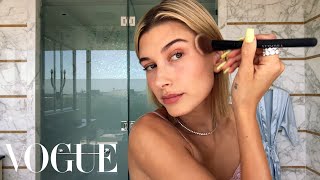 Hailey Bieber’s 5Step Guide to Faking a California Glow  Beauty Secrets  Vogue [upl. by Llertniuq645]