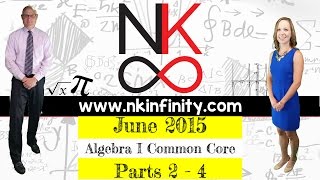 NYS Algebra 1  Common Core June 2015 Parts 2  4  SOLUTIONS [upl. by Nosyla]