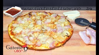 Pizza la Tigaie cu Bacon si Ciuperci  Reteta Rapida [upl. by Guyon]