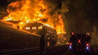 LACoFD Battling Massive 3rd Alarm Commercial Structure Fire with Collapse Huntington Park [upl. by Yerot]