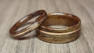 How to make bent wood rings with metal inlays [upl. by Atsed]