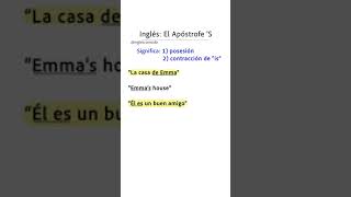 Apóstrofe S en inglés posesión o quotisquot  aprenderingles ingles shorts [upl. by Ainirtak]