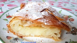 How to make Greek Bougatsa easy  Creamy Custard Pie  Μπουγάτσα [upl. by Petty802]