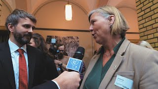 Statsbudsjettet  intervju med Jan Christian Vestre og AnneKarin Rime [upl. by Aicirtel356]