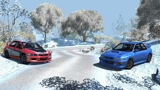 BeamNGdrive  Impreza 22b amp Evo IX  Icy Crashes DOWNLOAD [upl. by Adiesirb840]