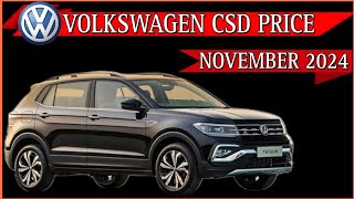 Volkswagen CSD Price November 2024  VW Taigun CSD Price 2024  VW Virtus CSD Price 2024  CSD Cars [upl. by Pasol]