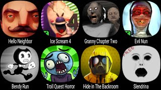 Hello Neighbor Ice Scream 4 Granny Chapter Two Evil Nun Bendy Run Troll Quest Horror Slendrina [upl. by Akeim]