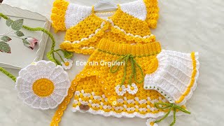 🌼Crochet Yellow Daisy Bolero Cardigan Tığ işi Sarı Papatya Bolero Hırka Yelek Bebek Takımı12 yaş [upl. by Som]