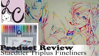 Art SupplyProduct Review Staedtler 20 Triplus Fineliners Piper amp Boyfriend Rainbow Line Art [upl. by Phira]