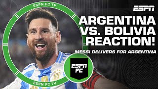 Messi is delivering at the HIGHEST LEVEL for Argentina 😤 Reacting to 60 win over Bolivia  ESPN FC [upl. by Aneroc]