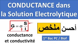 Conductance et Conductivité 1bac Cours amp Résume  Conductance dans les Solutions Electrolytiques [upl. by Kalvn]