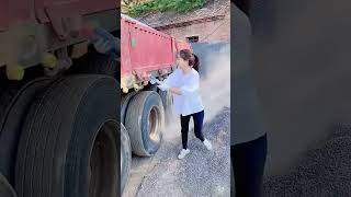 Truck unloading process of coarse gravel [upl. by Kuebbing]