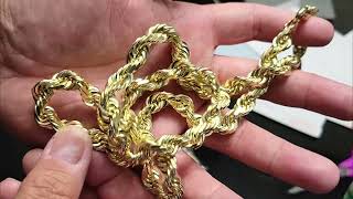 HAWAII ROPE CHAINS UNBOXING OF 14K 10MM 30quot 7MM 28quot DC ROPE CHAIN AVAILABLE FOR ORDER [upl. by Mchenry]