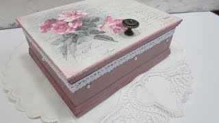 Decoupage tutorial for beginners DIY How to decoupage a box Serviettentechnik [upl. by Eerased123]