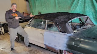 1963 Impala lowrider build 4 door to 2 door conversion continued  soft top frame fit up [upl. by Blayne]