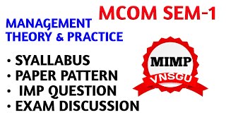 MCOM SEM1 Management Theory amp Practice  Most Imp Question  Syallabus  Paper Style [upl. by Htez]