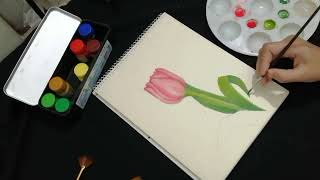 Drawing of tulip with poster color part 2 drawing tulip postercolor craftypedia [upl. by Bascomb]