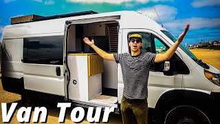 VAN TOUR  Hidden Shower Happijac Bed Lift 600 Amp hour Battery Bank and more [upl. by Eidac673]