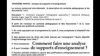 CRPE  Comment faire une analyse de supports pédagogiques  Un exemple en français [upl. by Dorsey]