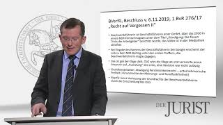 Recht auf Vergessen II – BverfG Beschluss vom 06 November 2019 [upl. by Hedley499]