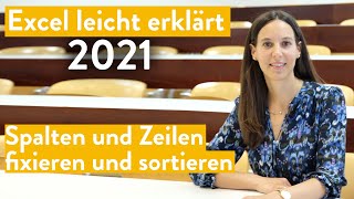 Excel einfach erklärt Spalten und Zeilen fixieren und sortieren Excel 2021 Statistik [upl. by Norat]