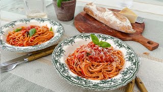 Spaghetti with Marinara Sauce Simple home cooking [upl. by Aciamaj]