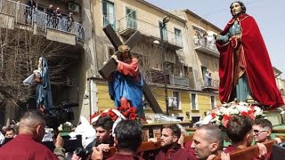 San Cataldo CL  Venerdì Santo 2024 incontro di mezzogiorno e crocifissione [upl. by Chrisy]