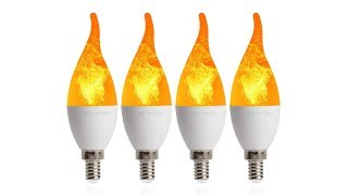 4 Pack LED Fire Flicker Flame Candelabra Light Bulb [upl. by Anitsrik]