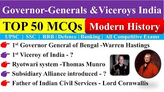 MCQs on Governor generals amp Viceroys of India [upl. by Enened]