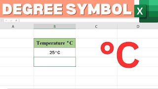 How to Add Degree Symbol in Excel  Degree Centigrade  Celsius in MS Excel [upl. by Weibel]