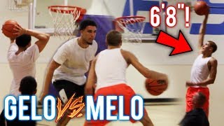 LAMELO BALL 6’7” NOW LiAngelo Ball VS MELO CRAZY BOUNCE BOTH NBA READY JBA CHAMPS [upl. by Romilly]